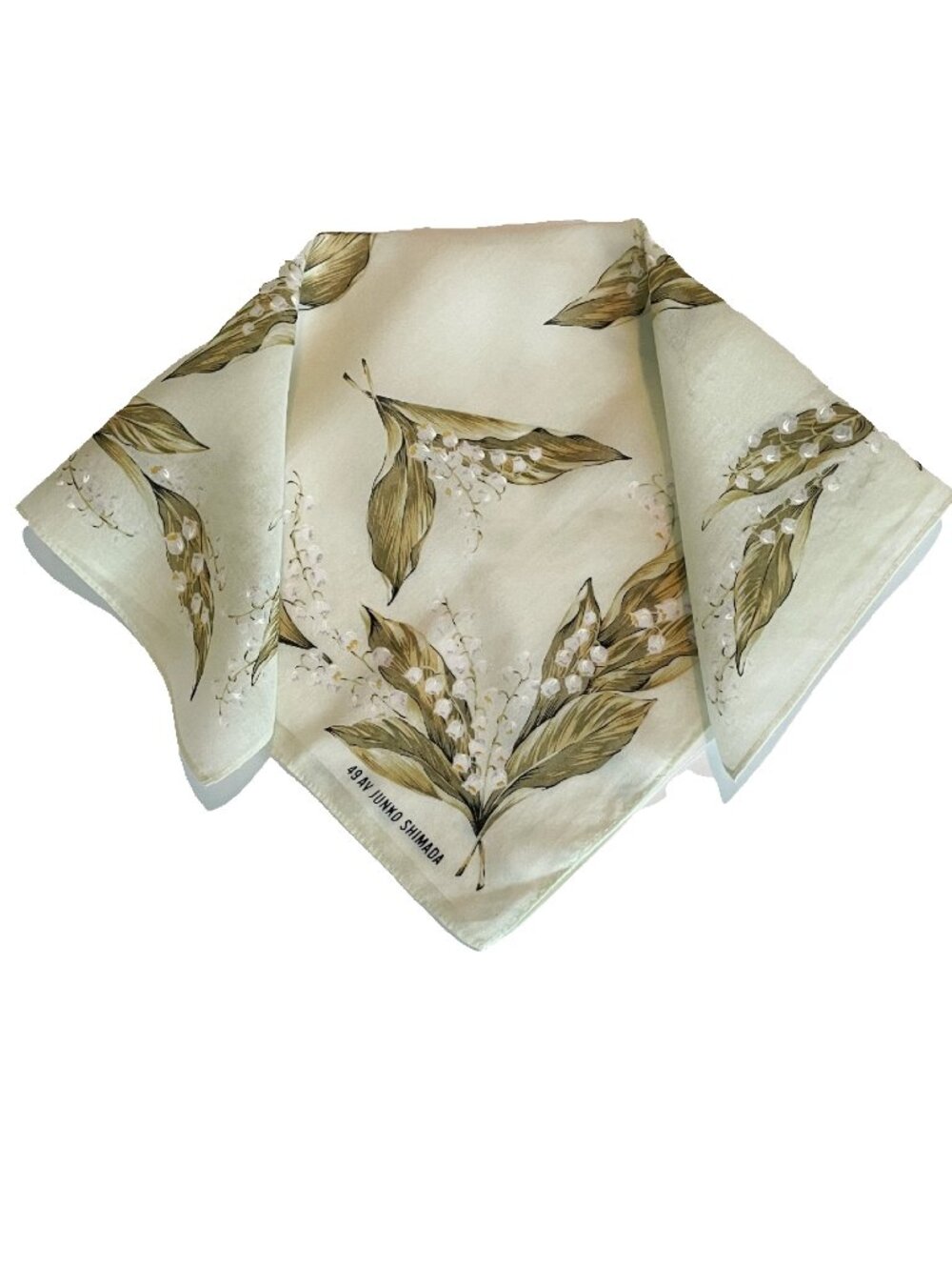 Vintage 49 AV Junko Shimada Cotton Scarf Lily of the Valley Floral 16" Japan